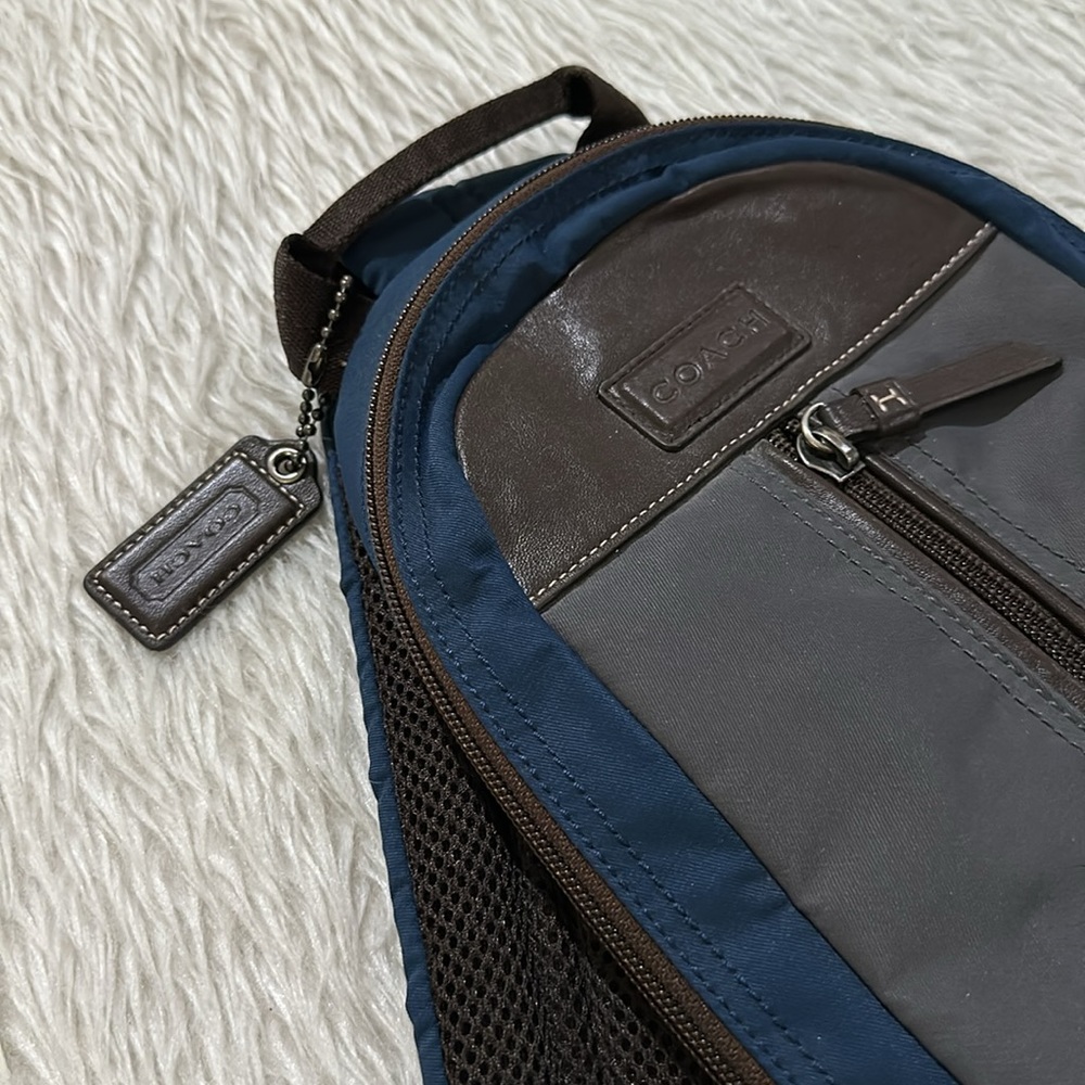 Coach Men’s Crossbody Sling Bag Nylon and Leather C1376-f70834 - Picture 4 of 10